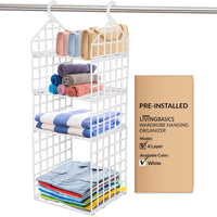 LIVINGBASICS 4 Tier Wardrobe Hanging Organizer