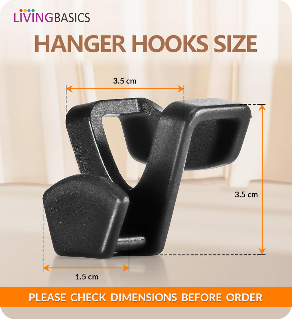 LIVINGBASICS Space Saving Hanger Hooks/Hanger Extender/Space-Saving Cascading Wardrobe Connector Hooks/Hanger Connector Hooks (Black)